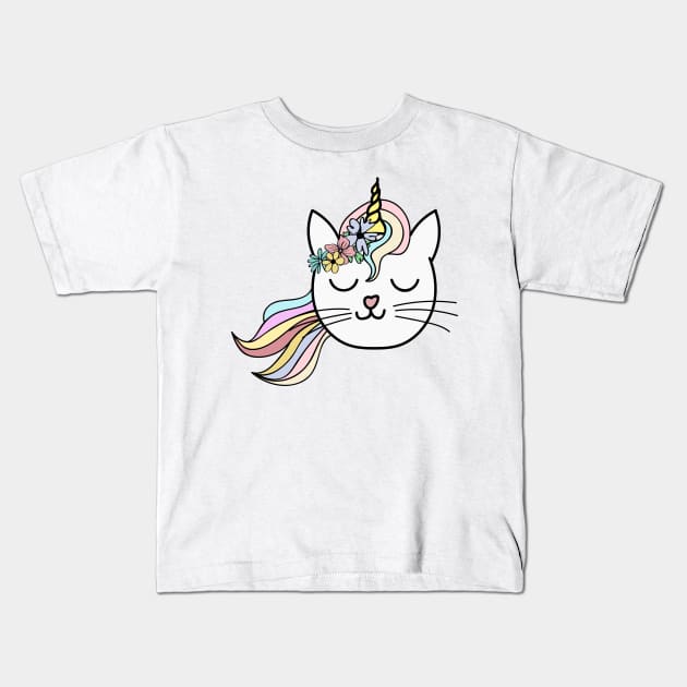 Cute Caticaron Kids T-Shirt by Rishirt
